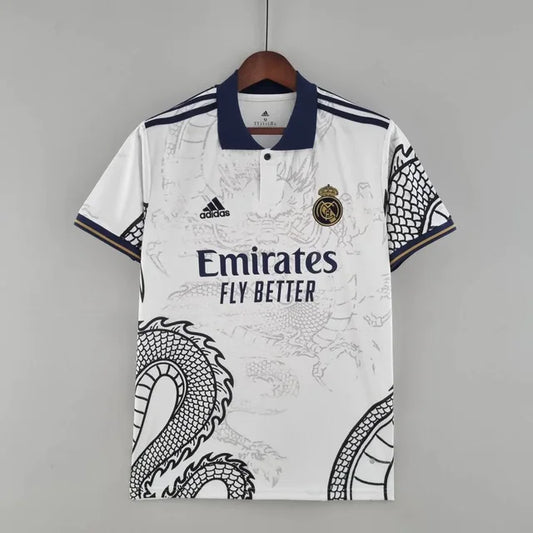 Madrid Special Edition Dragon Print White Football Jersey 2023-24